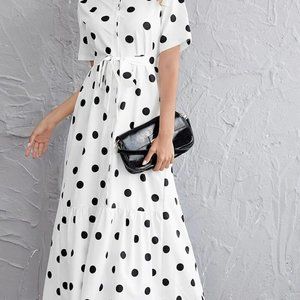 Black and White Polka Dot Dress in Size M